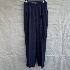 Lauren Ralph Lauren Size 10 Blue Pants 100% Silk Scratched Hardware Preppy